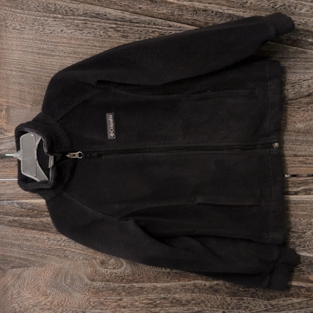 Kids Columbia unisex black fleece jacket size XS